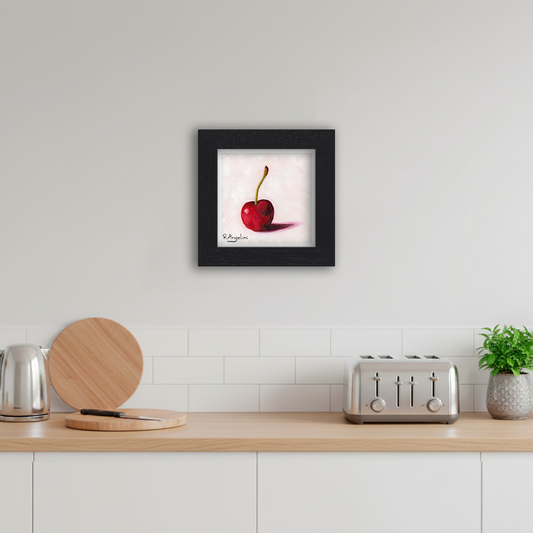 Black Framed Cherry Square Giclee Art Print in Kitchen