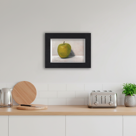 Black Framed Green Apple 2 Giclee Art Print in Kitchen