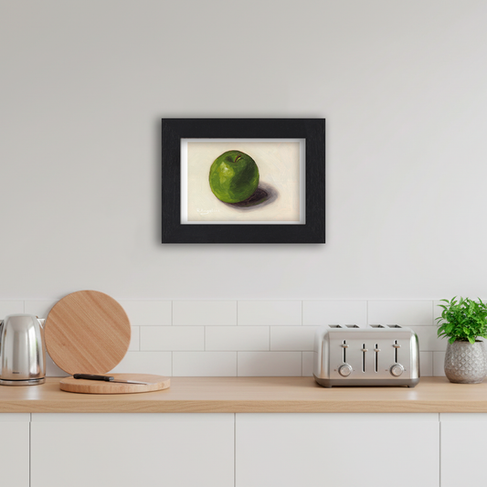 Black Framed Green Apple Giclee Art Print in Kitchen
