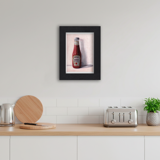 Black Framed Heinz Tomato Ketchup Giclee Art Print in Kitchen
