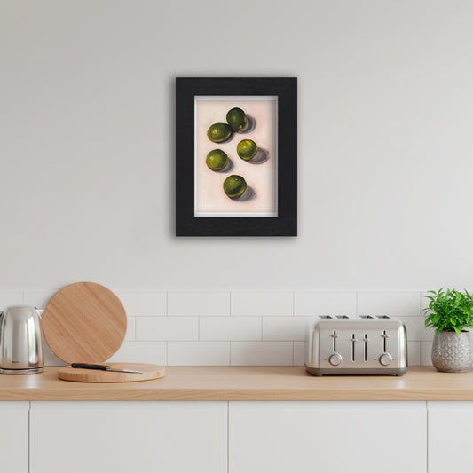 Black Framed Limes Giclee Art Print in Kitchen