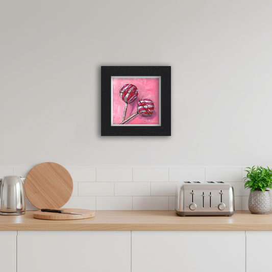 Black Framed Lollipops Square Giclee Art Print in Kitchen