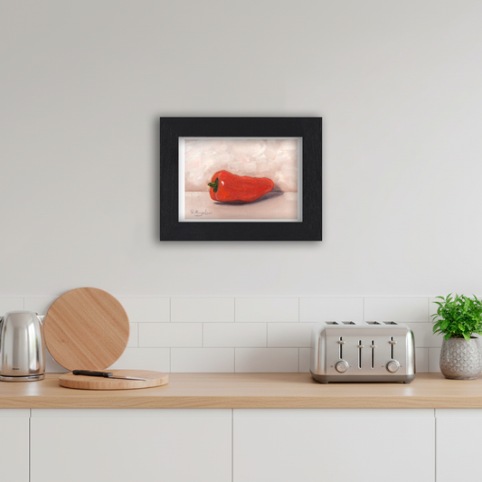 Black Framed Orange Sweet Pepper Giclee Art Print in Kitchen