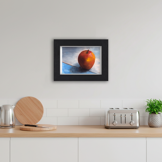 Black Framed Red Apple Giclee Art Print in Kitchen