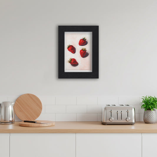 Black Framed Strawberries 2 Giclee Art Print in Kitchen
