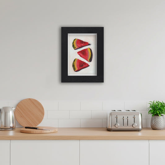 Black Framed Watermelon Slices Giclee Art Print in Kitchen