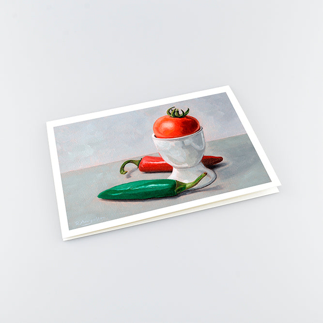 Chillies, Egg Cup and Tomato | A5 Greetings Cards