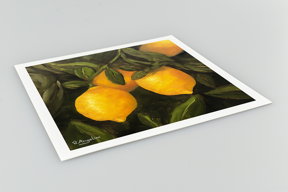 Lemon Tree Square Giclee Art Print Close Up