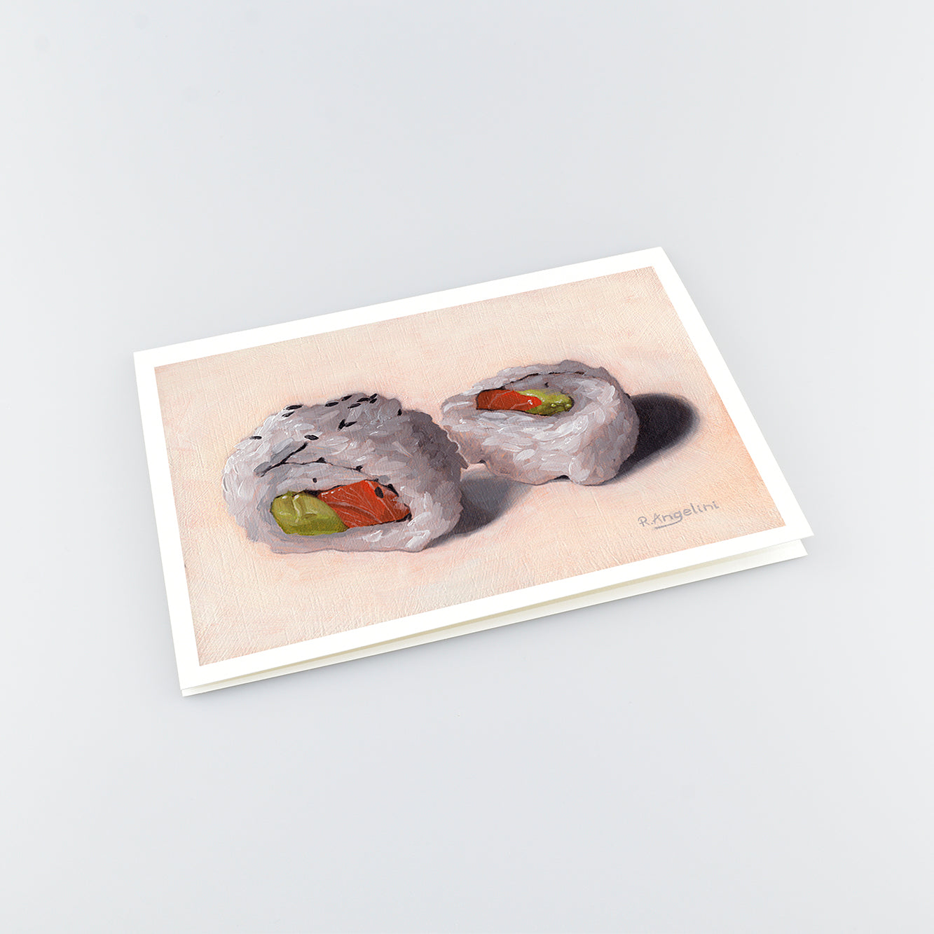 Salmon Avocado Sushi Rolls - A5 Greetings Cards Top Down