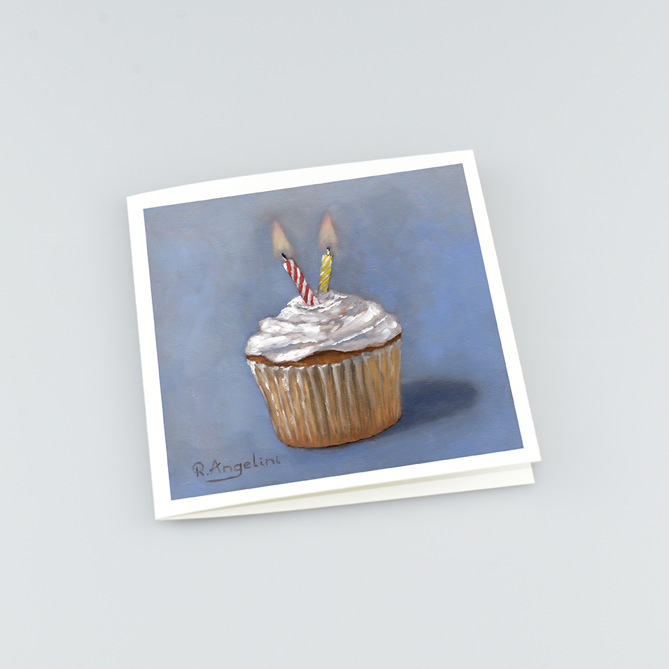 Birthday Cupcake - Square Greetings Cards Top Down