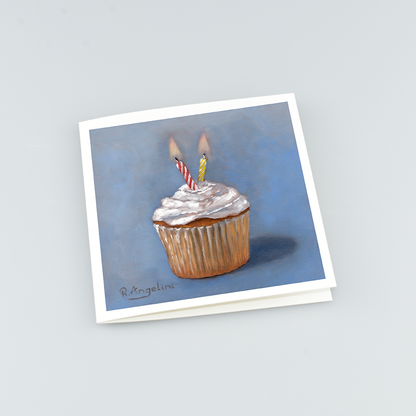 Birthday Cupcake - Square Greetings Cards Top Down