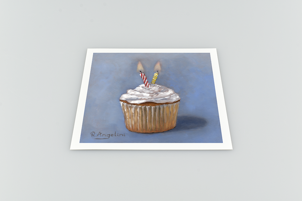 Birthday Cupcake Square Giclee Art Print