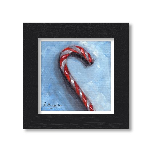 Black Framed Candy Cane Square Giclee Art Print