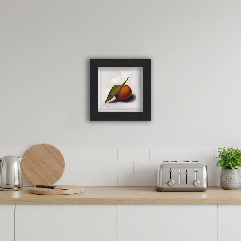 Black Framed Clementine Square Giclee Art Print in Kitchen