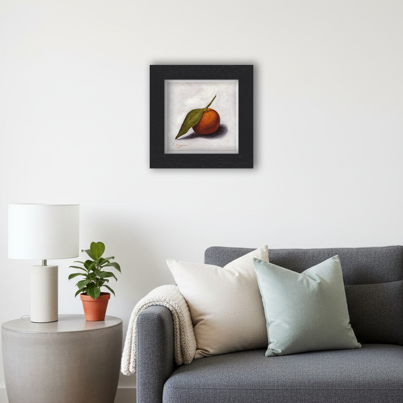 Black Framed Clementine Square Giclee Art Print in Living Room