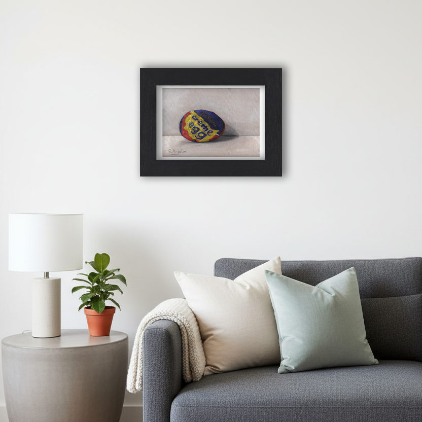 Black Framed Crème Egg Giclee Art Print in Living Room