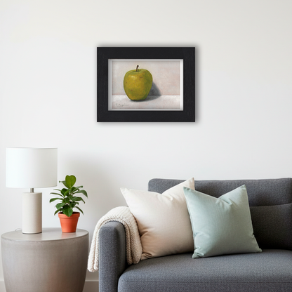 Black Framed Green Apple 2 Giclee Art Print in Living Room
