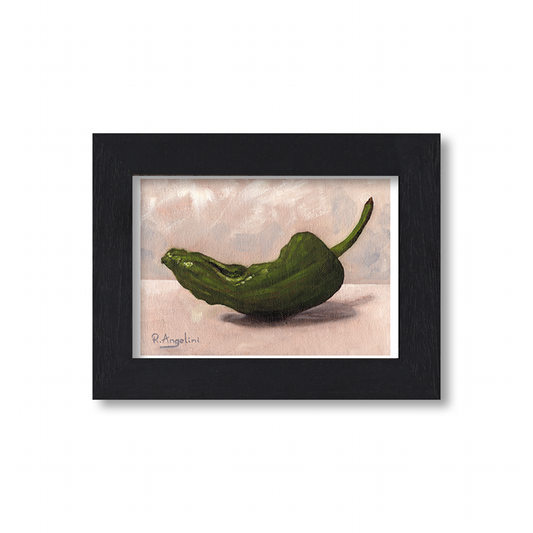 Black Framed Green Chilli Giclee Art Print
