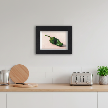 Black Framed Green Padron Giclee Art Print in Kitchen
