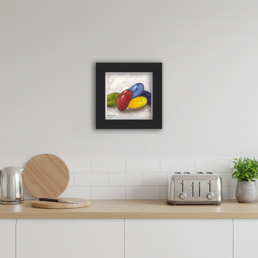 Black Framed Jelly Beans Square Giclee Art Print in Kitchen
