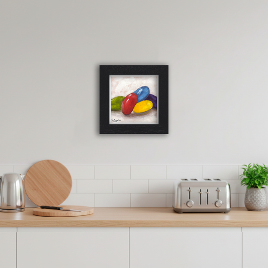 Black Framed Jelly Beans Square Giclee Art Print in Kitchen