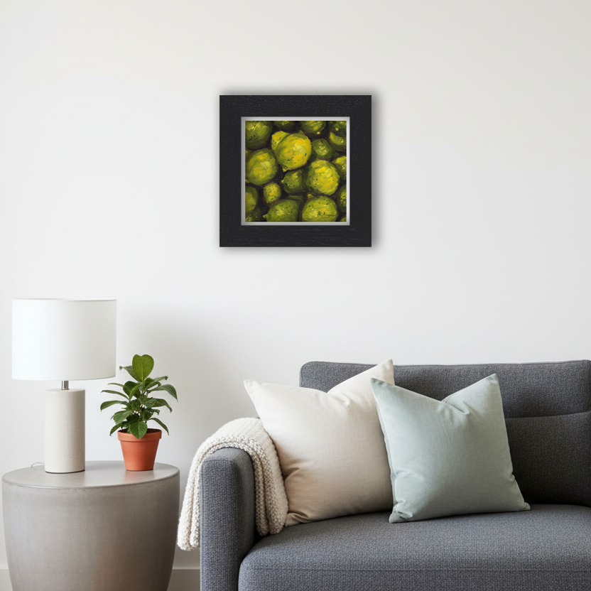 Black Framed Limes Square Giclee Art Print in Living Room