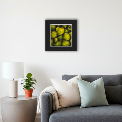 Black Framed Limes Square Giclee Art Print in Living Room