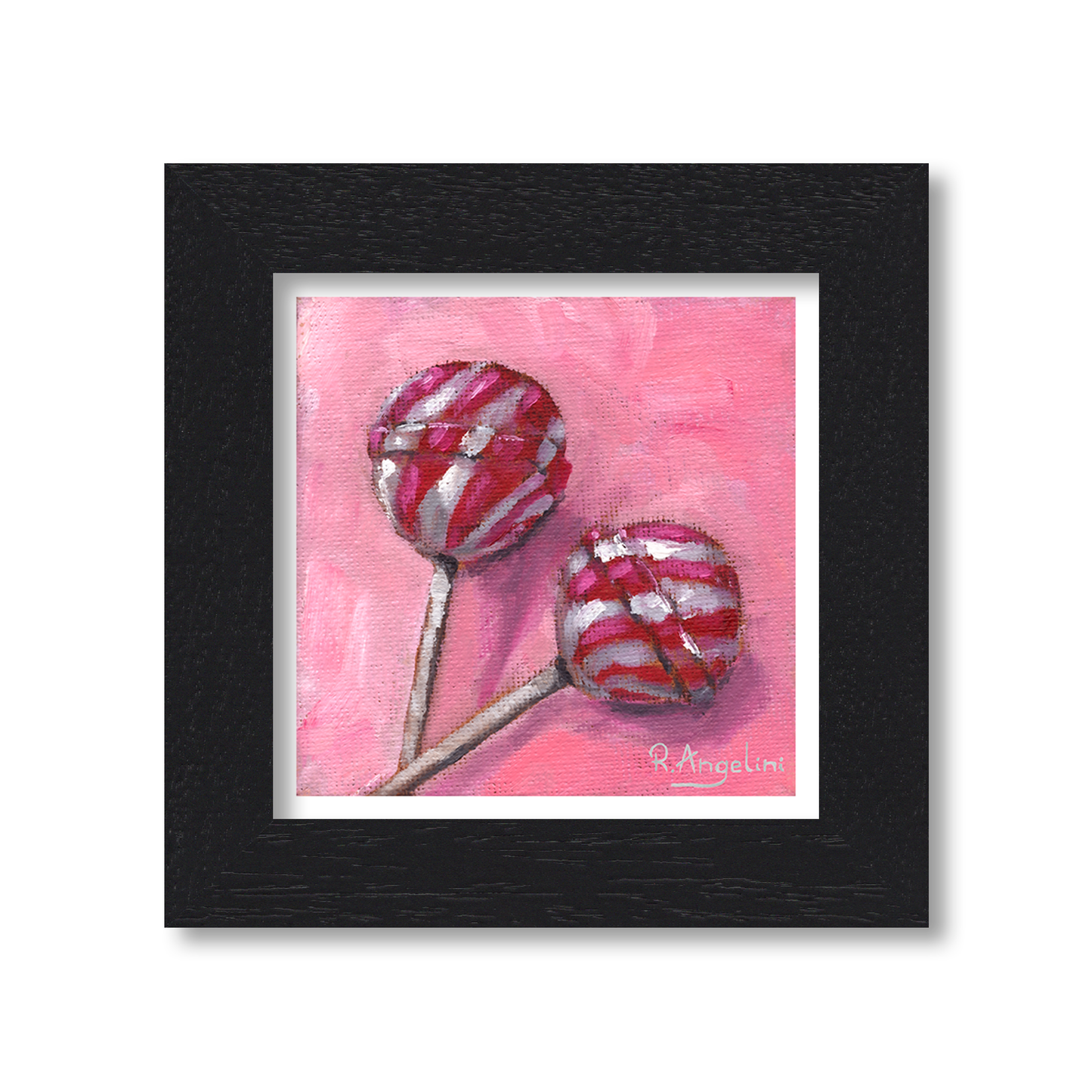Black Framed Lollipops Square Giclee Art Print
