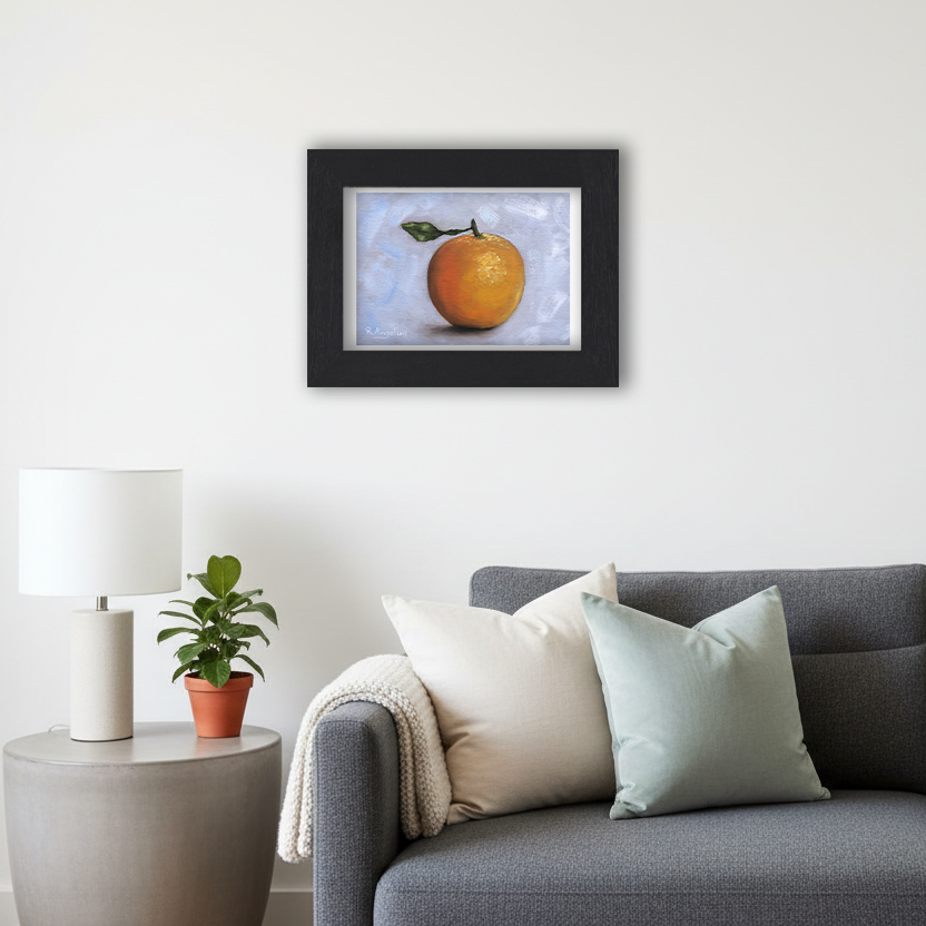 Black Framed Orange Giclee Art Print in Living Room