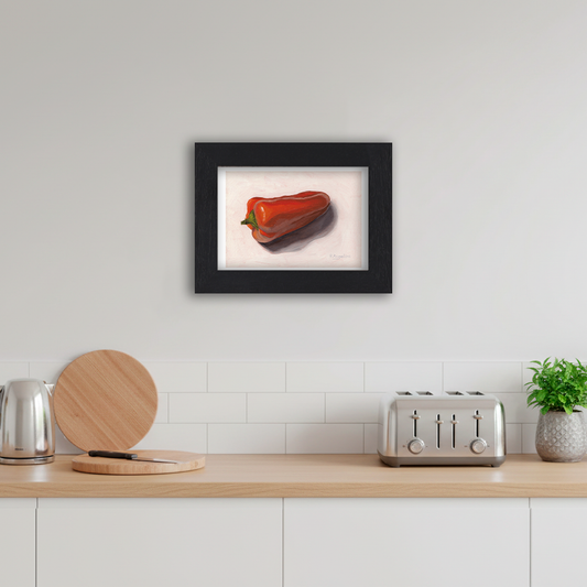 Black Framed Orange Pepper Giclee Art Print in Kitchen