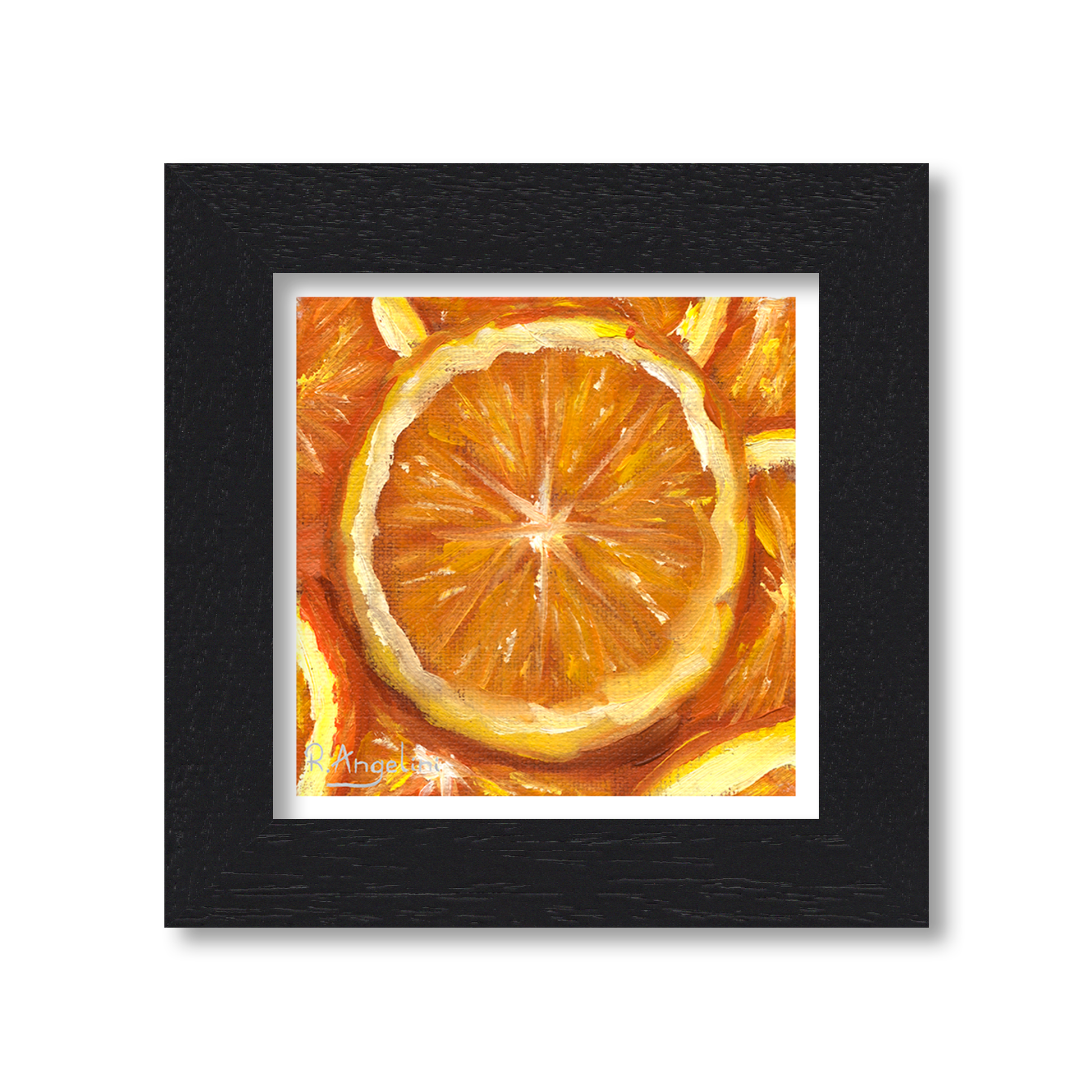 Black Framed Orange Slices Square Giclee Art Print