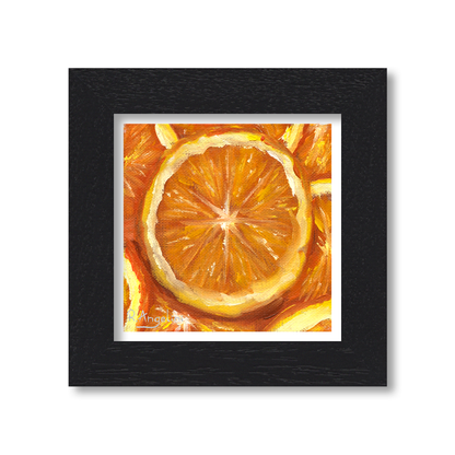 Black Framed Orange Slices Square Giclee Art Print