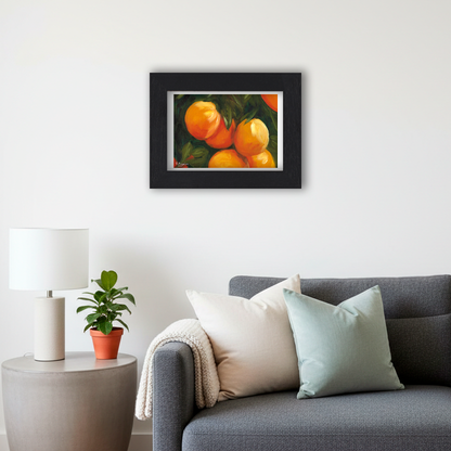 Black Framed Orange Tree 2 Giclee Art Print in Living Room