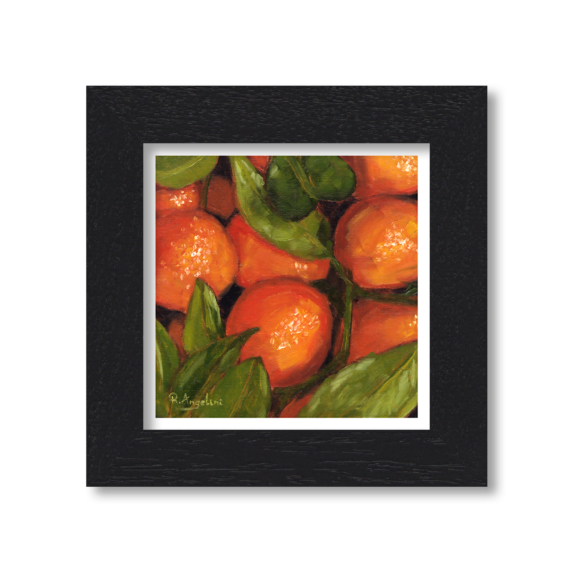 Black Framed Orange Tree Square Giclee Art Print