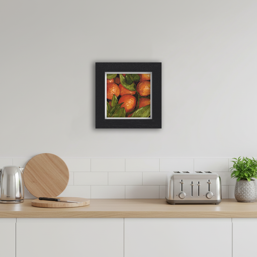 Black Framed Orange Tree Square Giclee Art Print in Kitchen