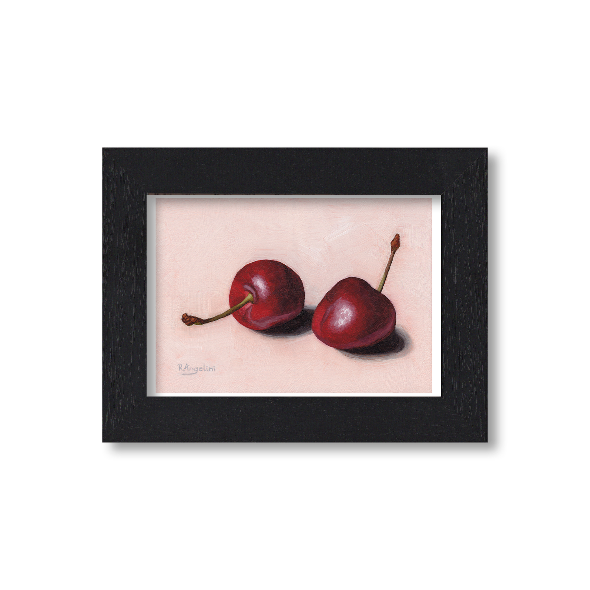 Black Framed Pair of Cherries Giclee Art Print