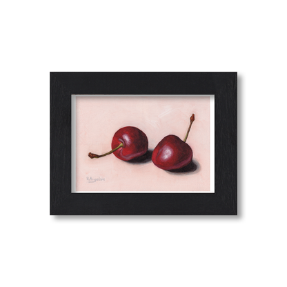 Black Framed Pair of Cherries Giclee Art Print
