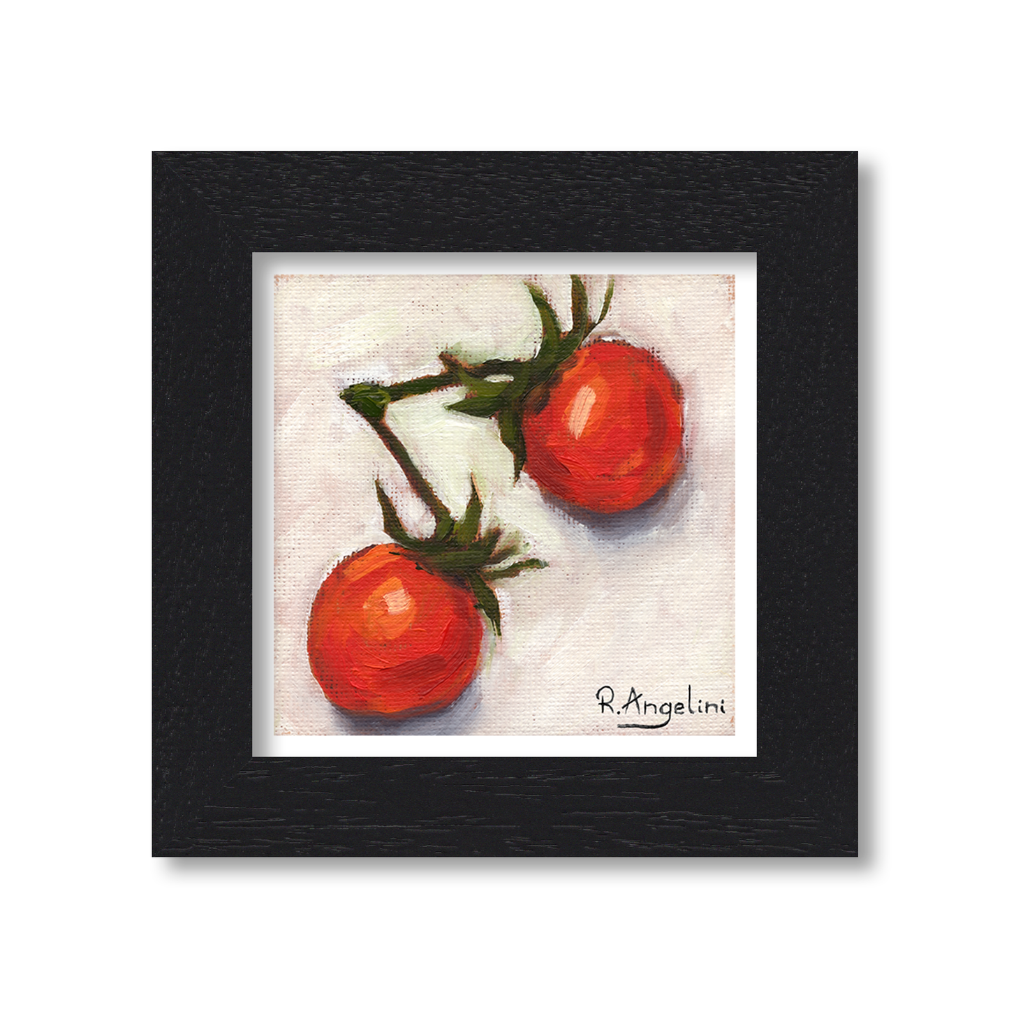Black Framed Pair of Cherry Tomatoes Square Giclee Art Print