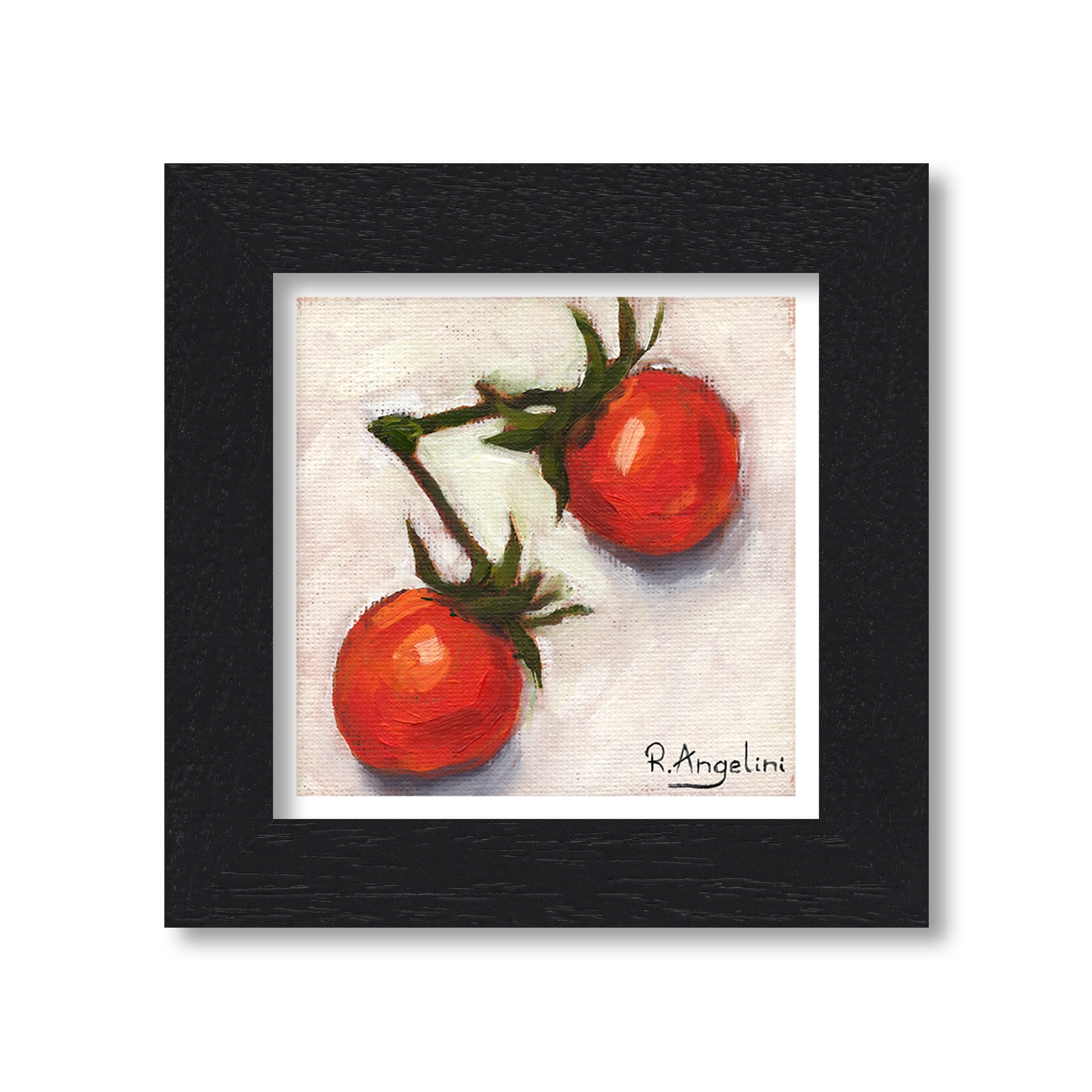 Black Framed Pair of Cherry Tomatoes Square Giclee Art Print