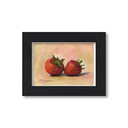 Black Framed Pair of Strawberries Giclee Art Print