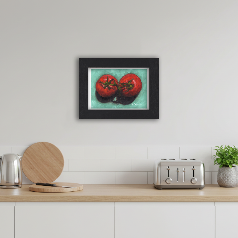 Black Framed Pair of Tomatoes Giclee Art Print in Kitchen