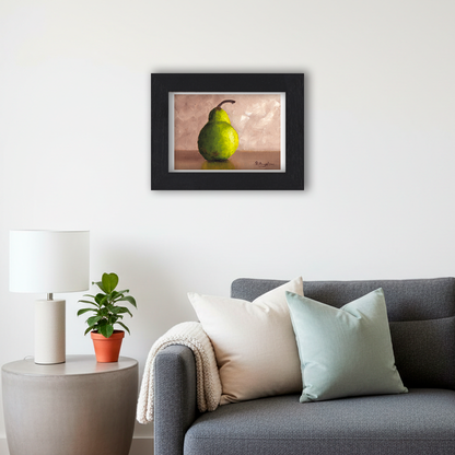 Black Framed Pear Giclee Art Print in Living Room
