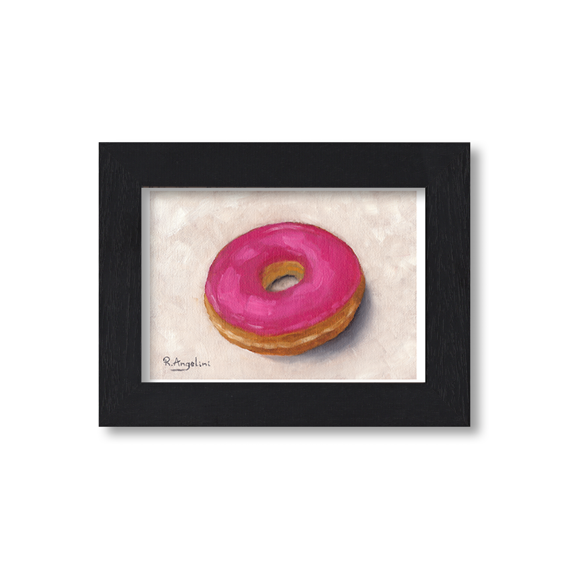 Black Framed Pink Donut Giclee Art Print