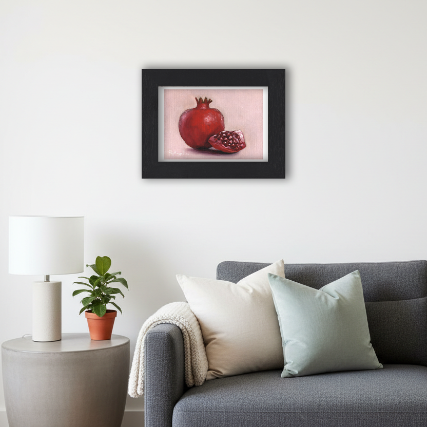 Black Framed Pomegranate Giclee Art Print in Living Room