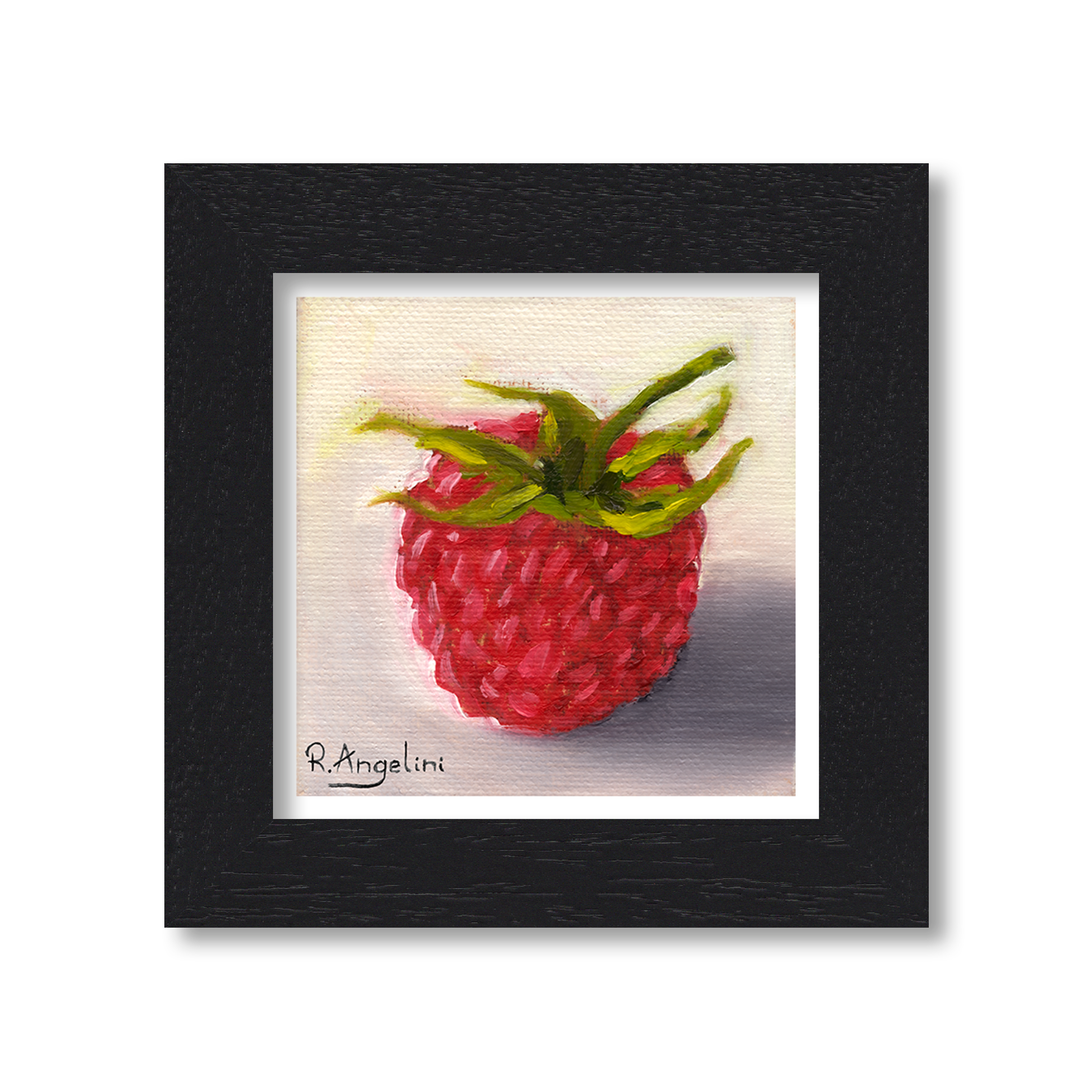 Black Framed Raspberry Square Giclee Art Print