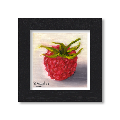 Black Framed Raspberry Square Giclee Art Print