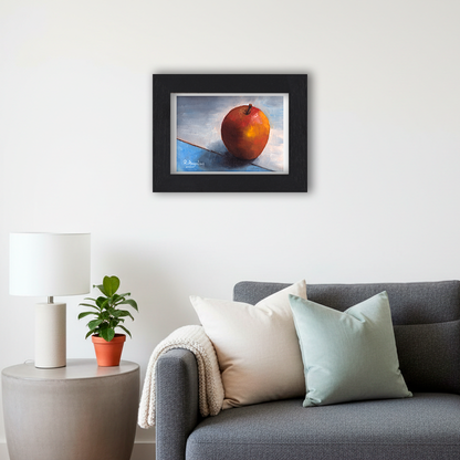 Black Framed Red Apple Giclee Art Print in Living Room
