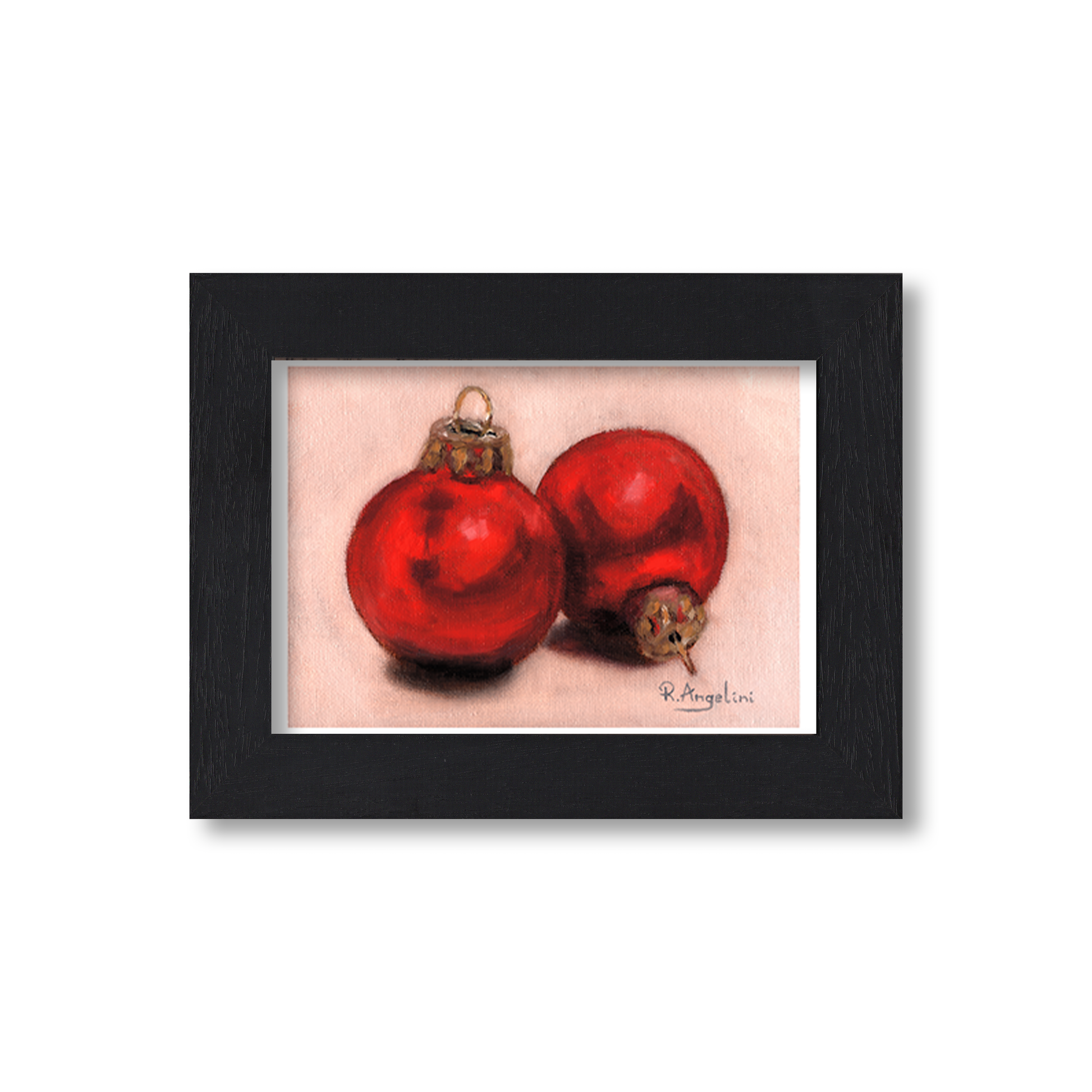 Black Framed Red Baubles Giclee Art Print