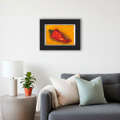 Black Framed Red Pepper Giclee Art Print in Living Room