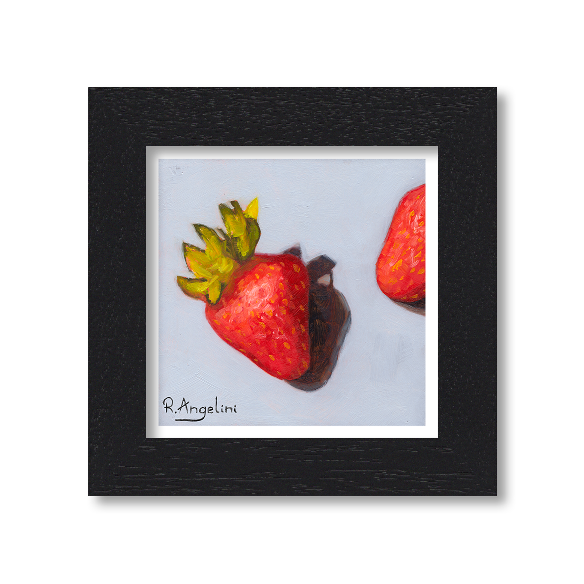 Black Framed Strawberries 1 of 3 Square Giclee Art Print